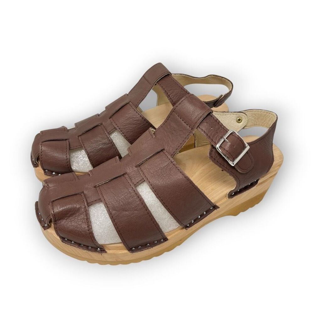 Troentorp Homer Brown Leather Clogs Sandals Men’s Size US 14 EU 47 Excellent
